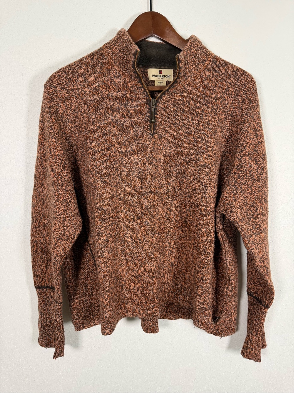 Woolrich Amberglow Heather Quarter Zip Wool Ramie Sweater XL Petite
